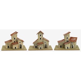 Conjunto de tres casitas con techo orientado a la izquierda cm