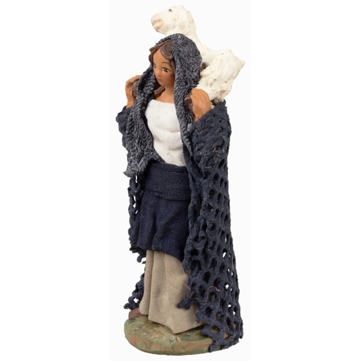 Woman with lamb on her shoulders 12 cm
