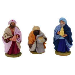 Set de 3 Reyes Magos 10 cm vestidos en tela