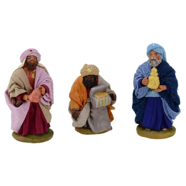 Set 3 Re Magi 10 cm vestiti in tessuto