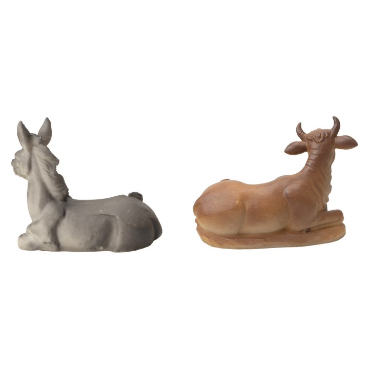 Set de buey y burro sentados en resina para estatuas de 15 cm