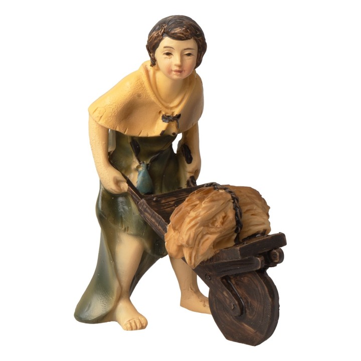 Farmer with wheelbarrow in resin 8-9 cm series