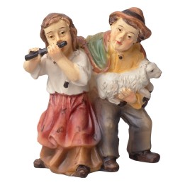 Children with lamb in arms series 8-10 cm in resin