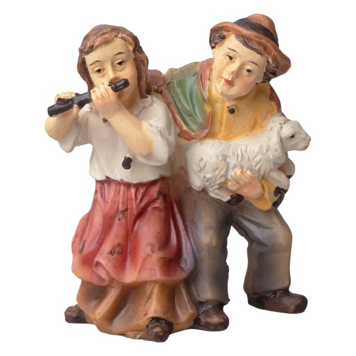 Children with lamb in arms series 8-10 cm in resin