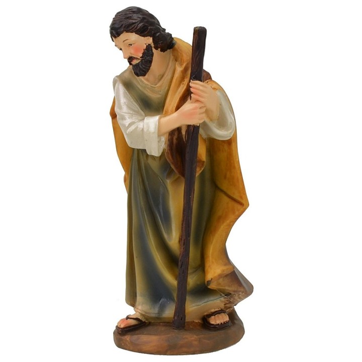 Saint Joseph with staff in resin 15 cm
