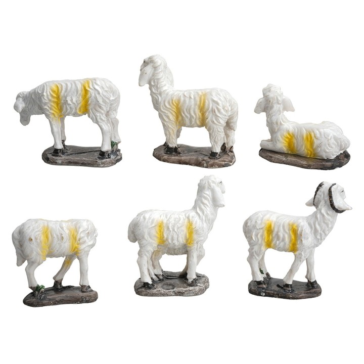 Set de 6 ovejas de resina para pesebre serie 12 cm
