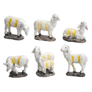 Set 6 pecore in resina per presepe serie 12 cm