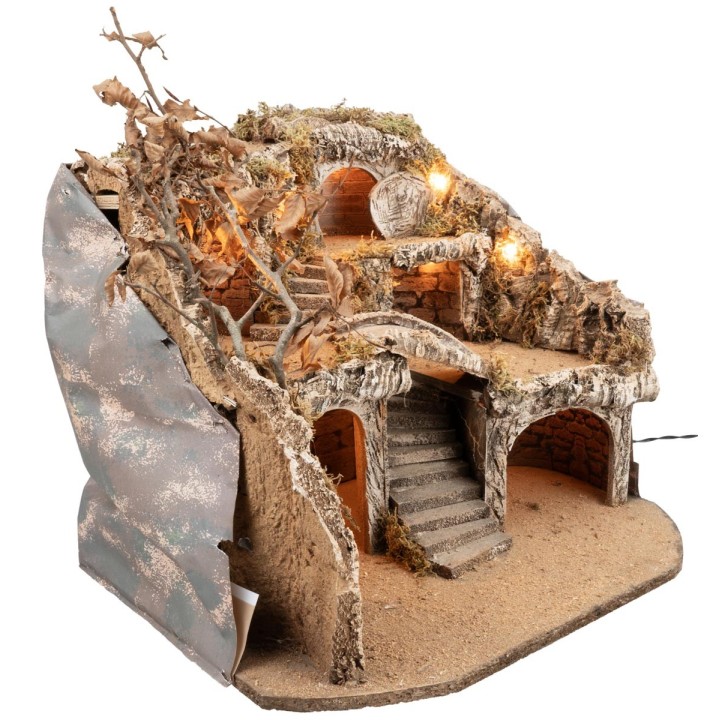 Pesebre Pascual iluminado con múltiples niveles cm 50x50x37 h