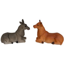 Pair of ox and donkey series 8 cm in resin