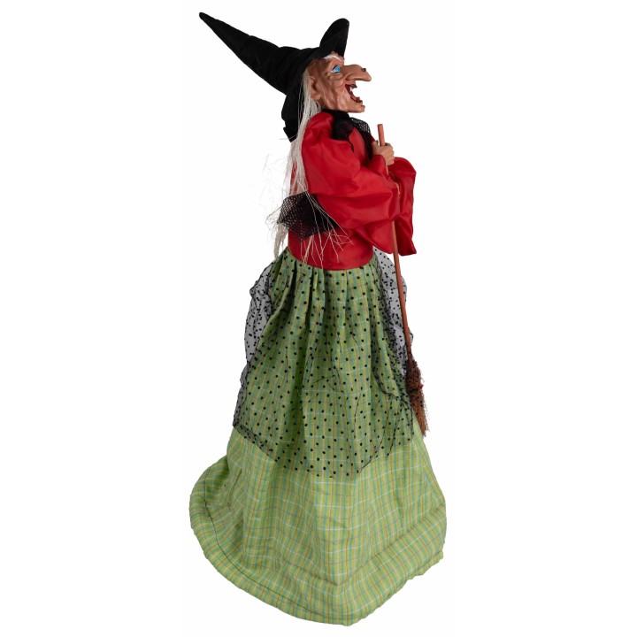 Befana con luces y sonidos roja y verde 70 cm