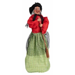 Befana con luces y sonidos roja y verde 70 cm