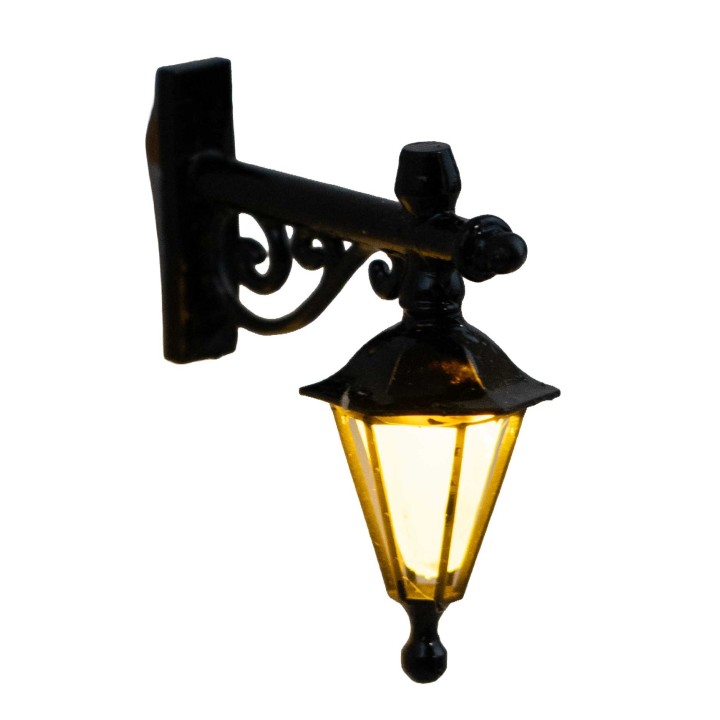Wall lantern cm 4x4.1 with flickering yellow LED 12v