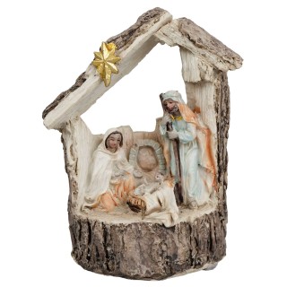 Natividad con cabaña iluminada cm 9x5x13,9 h