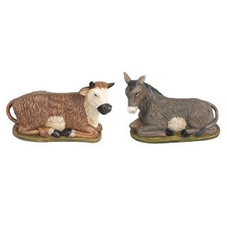 Buey y burro acostados serie 30 cm Euromarchi