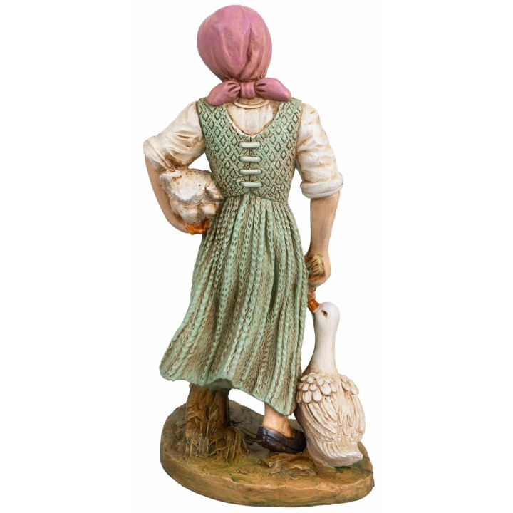 Donna con oche e mazzo di fiori serie 30 cm Euromarchi