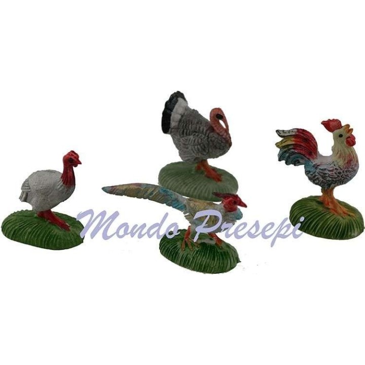Conjunto de 4 aves de corral
