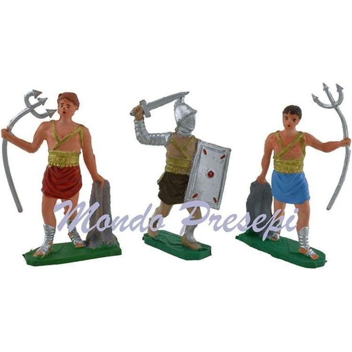Conjunto de 3 gladiadores de 7 cm