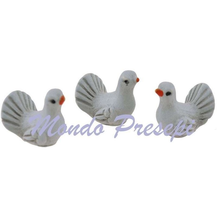 Set de 3 palomas grises cm 2,5