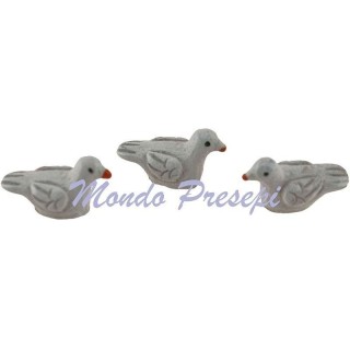 Set of 3 doves gray cm 1,6