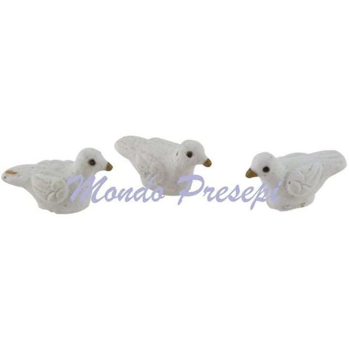 Conjunto de 3 palomas blancas de 2,5 cm