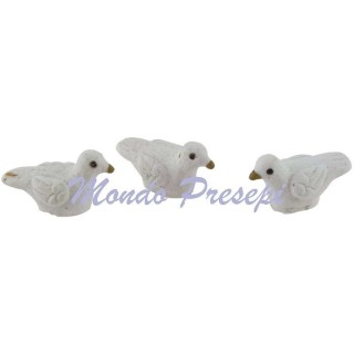 Conjunto de 3 palomas blancas de 1,7 cm
