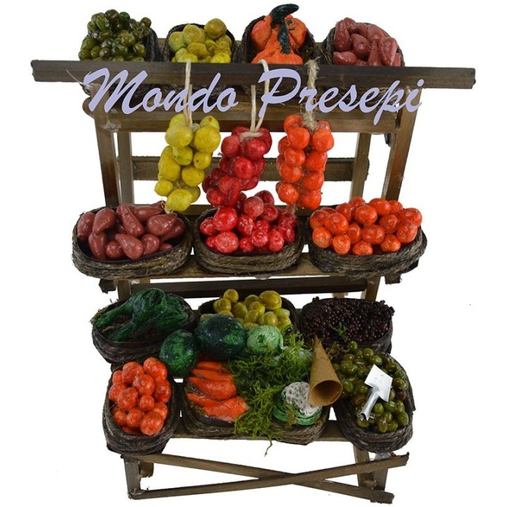 Banco con frutas y verduras cm 12x13x16 h.