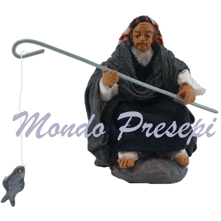 Hombre sentado que pesca, 9 cm