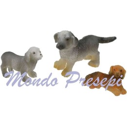 Set of 3 dogs resin cm 4-2