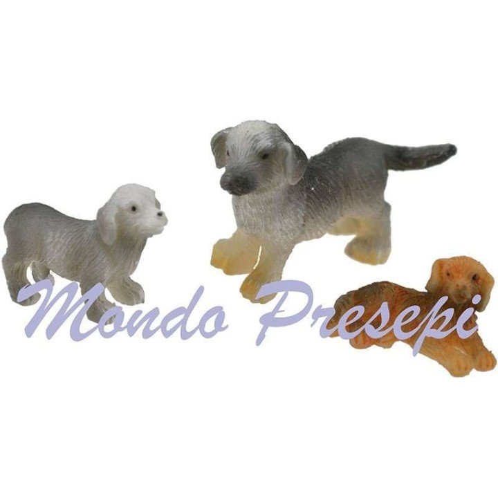 Conjunto de 3 perros de resina de 4-2 cm