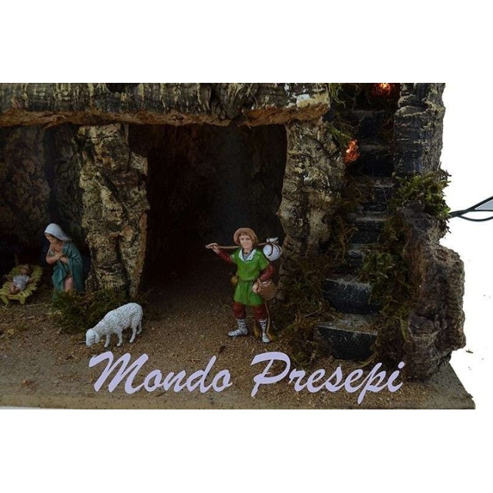 The nativity scene complete with a windmill and lights cm
