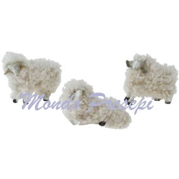Conjunto de 3 ovejas de resina con lana para estatuas de 8-10