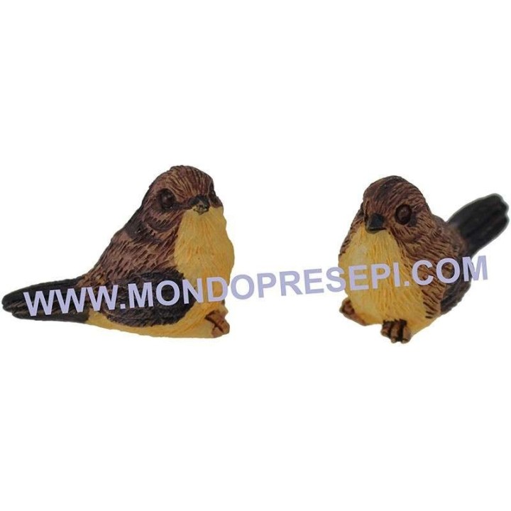 Juego de 2 pájaros de resina cm 2