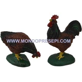 Gallo e gallina per statue cm 15
