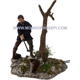 Leñador de 30 cm que derriba el árbol