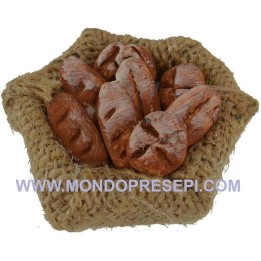 Cesta de yute baja con pan