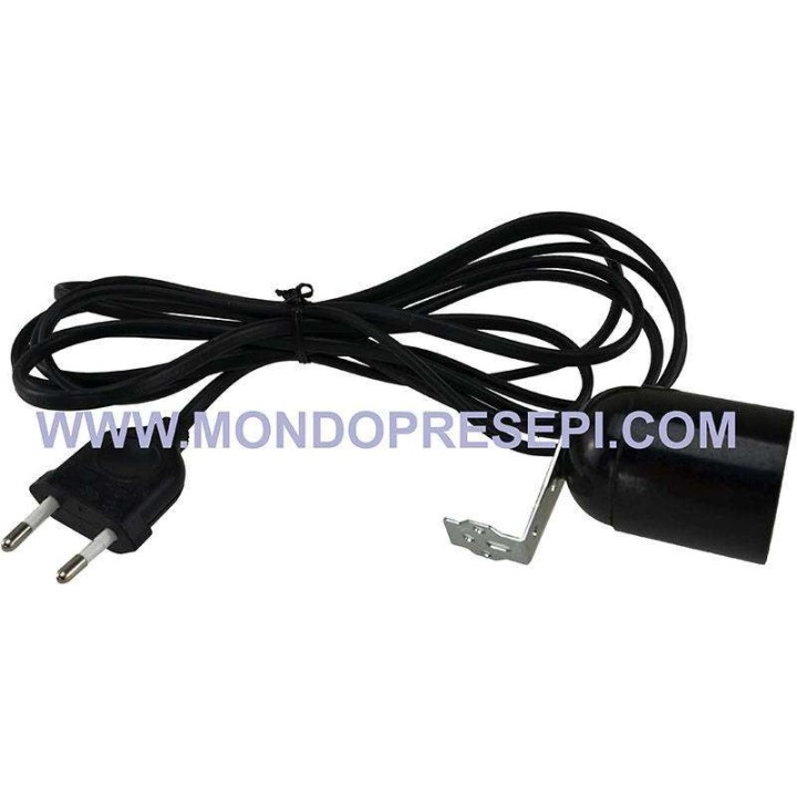Portalámpara E27 con soporte completo de cable de 3 m y enchufe.