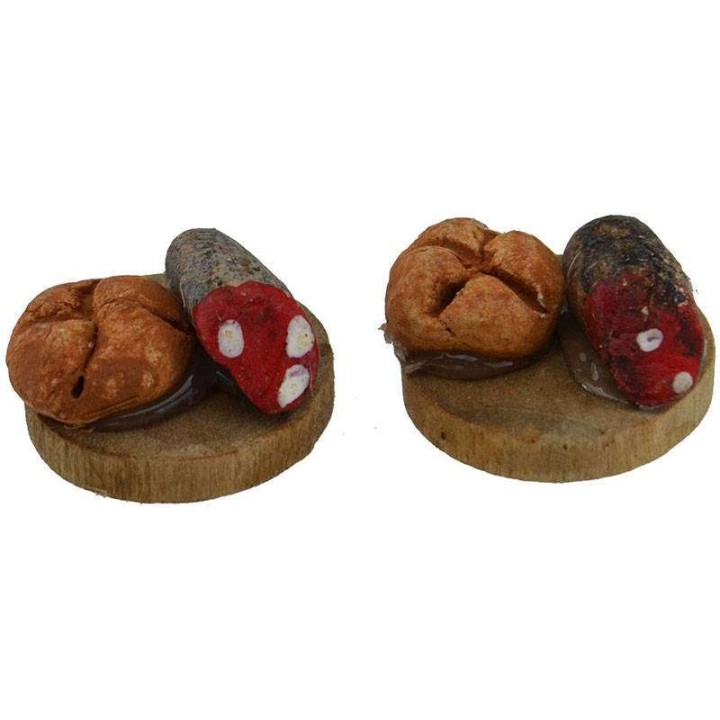 Configura 2 tablas de embutidos con pan y salami ø 1,8 cm