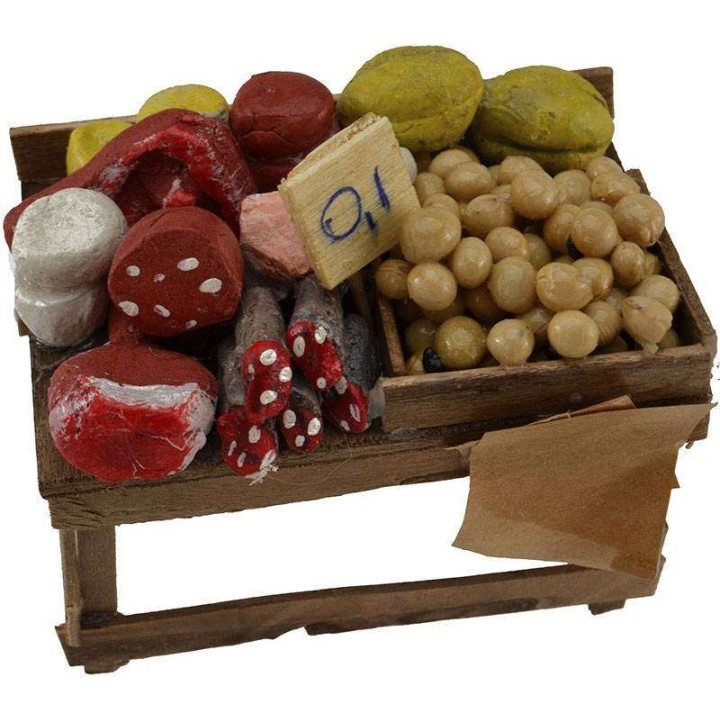 Banco con salumi e formaggi cm 9x6x4,5 h.