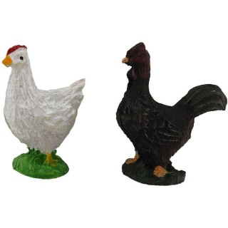 Juego de 2 gallinas de 3,5-4 cm