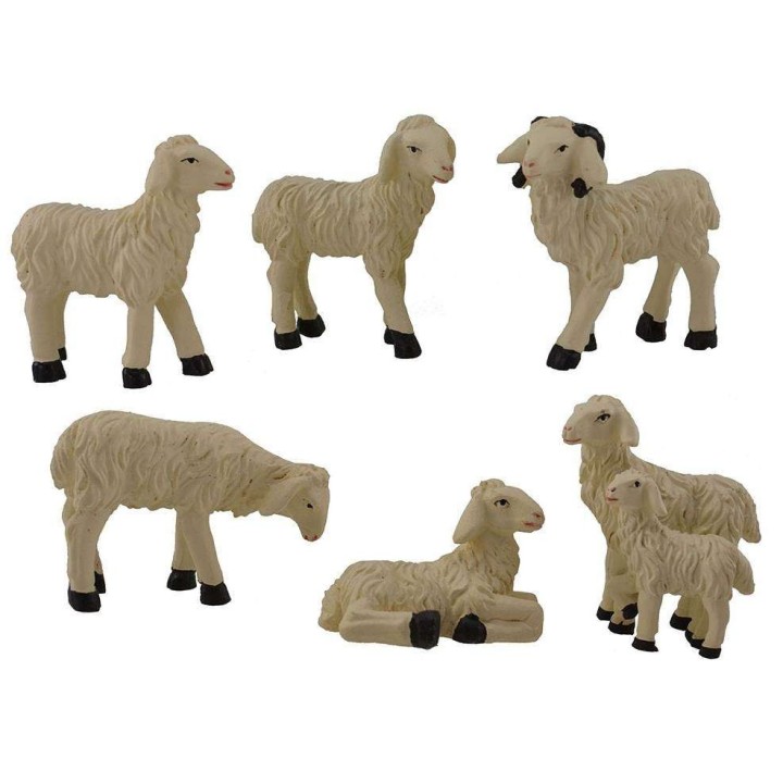Conjunto de 6 ovejas de resina para estatuas de h. 
