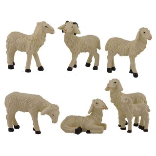 Juego de 6 ovejas de resina para estatuas de 15 cm de altura.