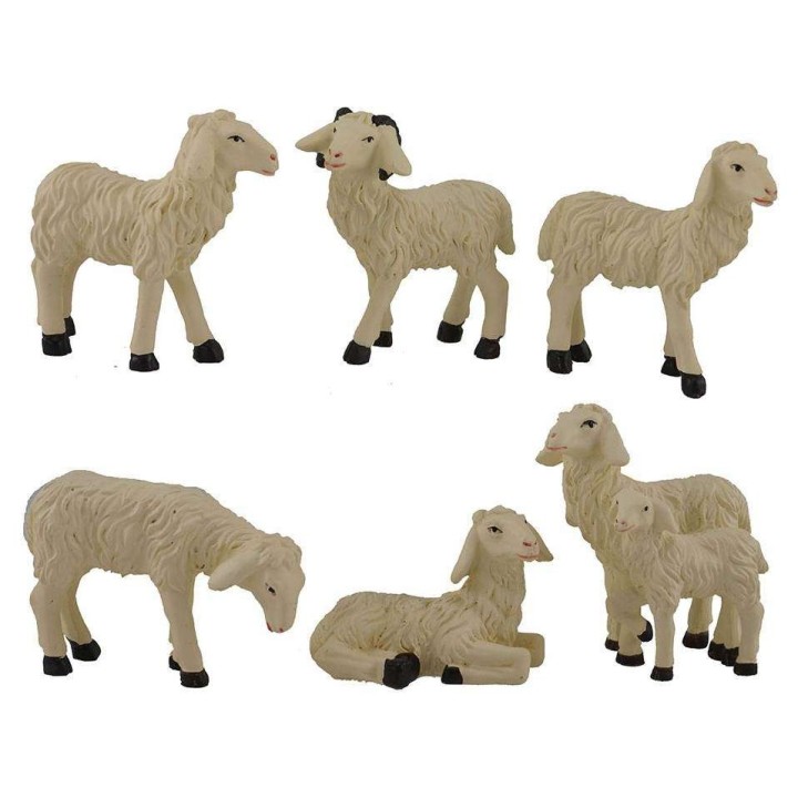 Juego de 6 ovejas de resina para estatuas de 15 cm de altura.