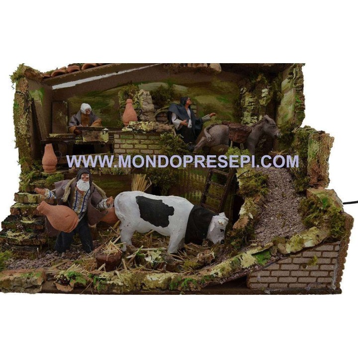 Scena presepe con 4 movimenti 11-12 cm