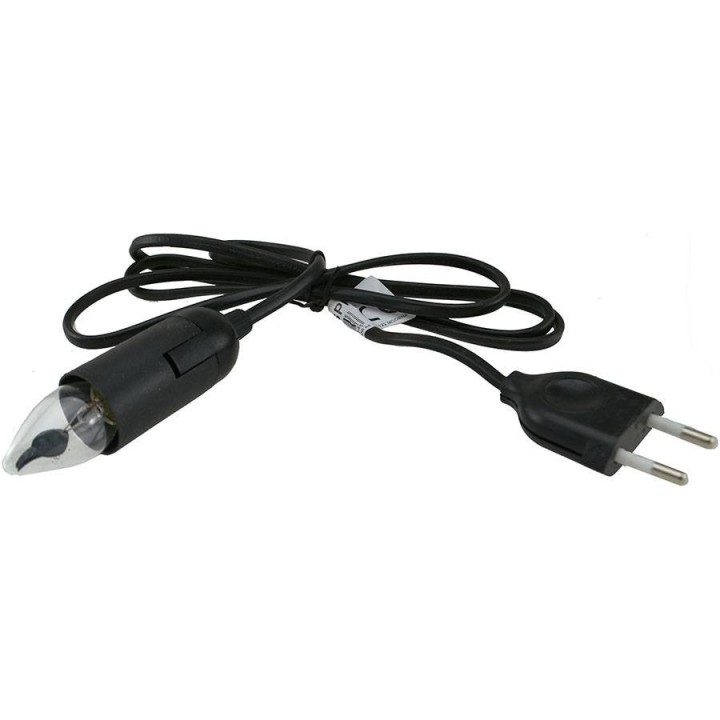 Portalampade con cavo e spina + lampada fuoco presepe cm 5 -