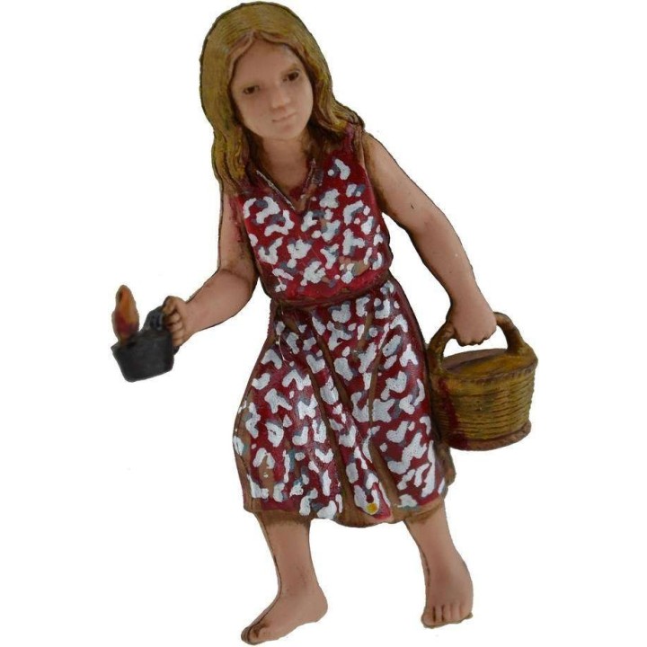 Niña con cesta y vela serie 10 cm Landi Moranduzzo