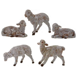 Juego de 5 ovejas Fontanini para estatuas de 12 cm